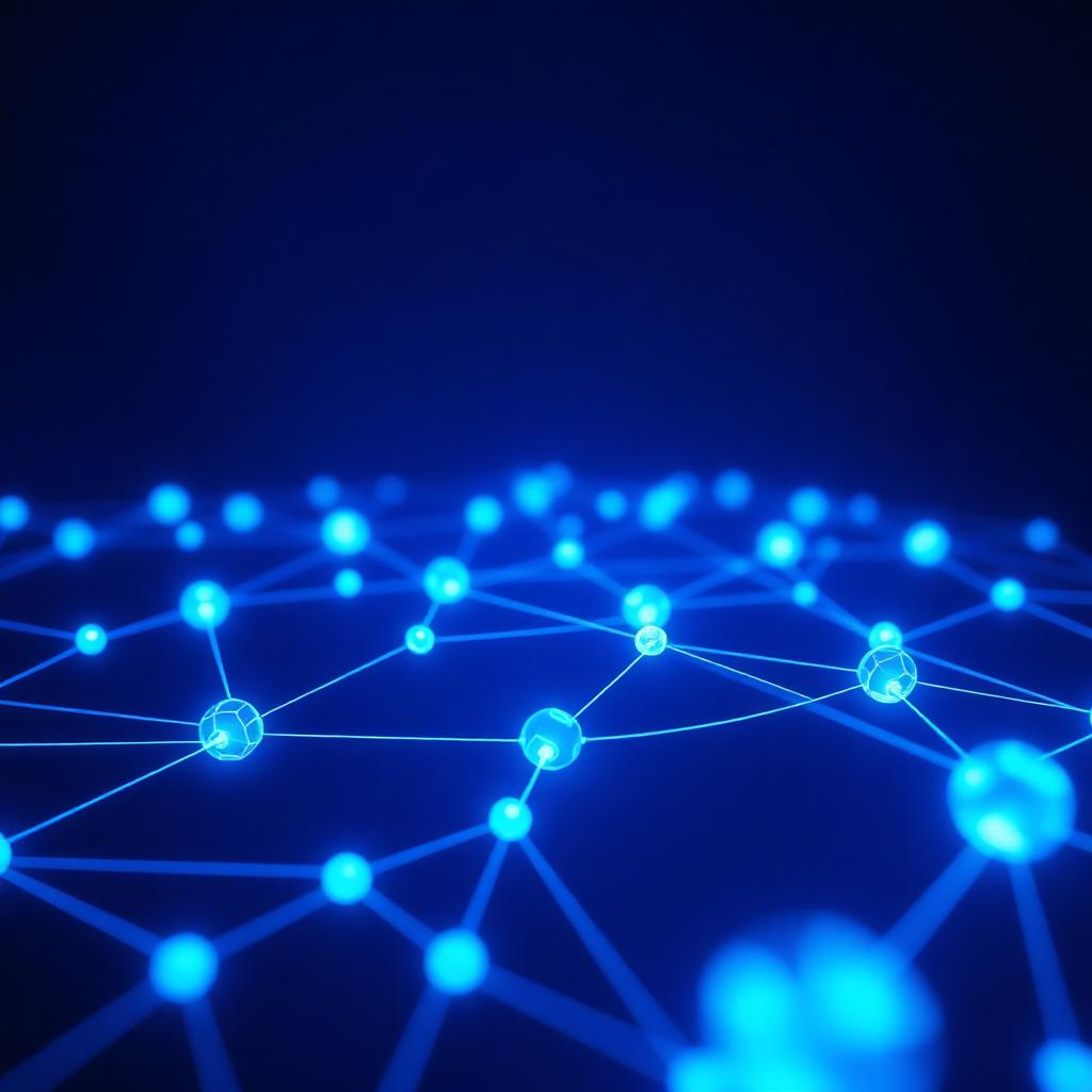 Visualization of an AI automation network with glowing nodes and connections